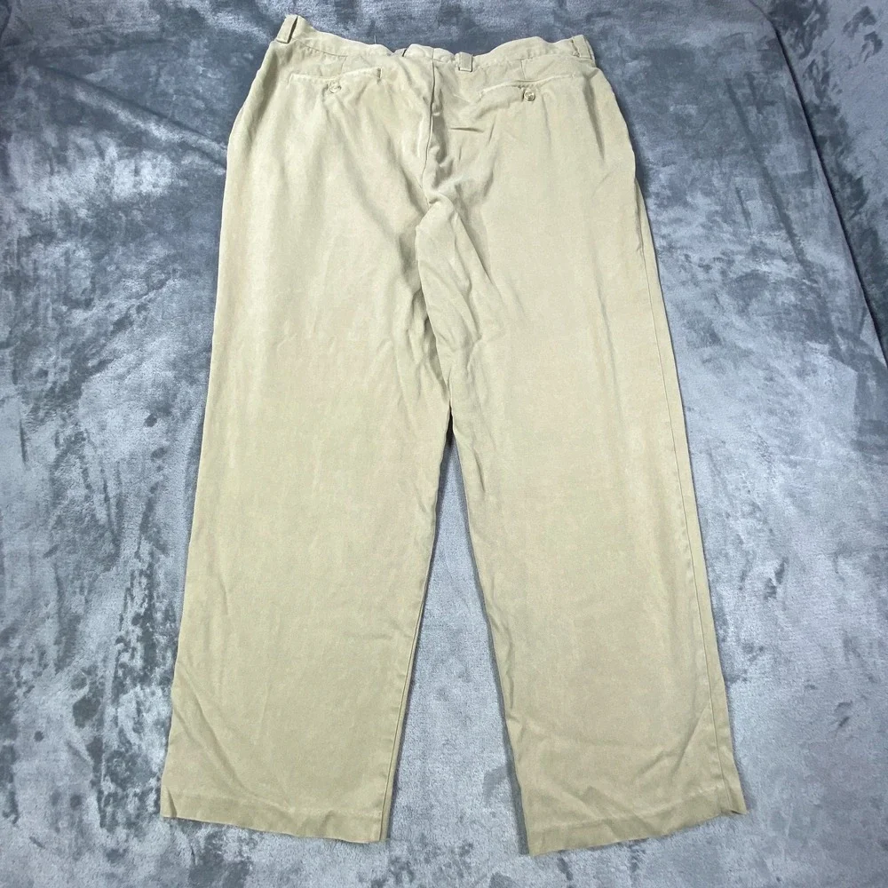 Tommy Bahama Pants Mens 36x28 Khahki‎ Chino Pleated 100% Silk Relax Casual *